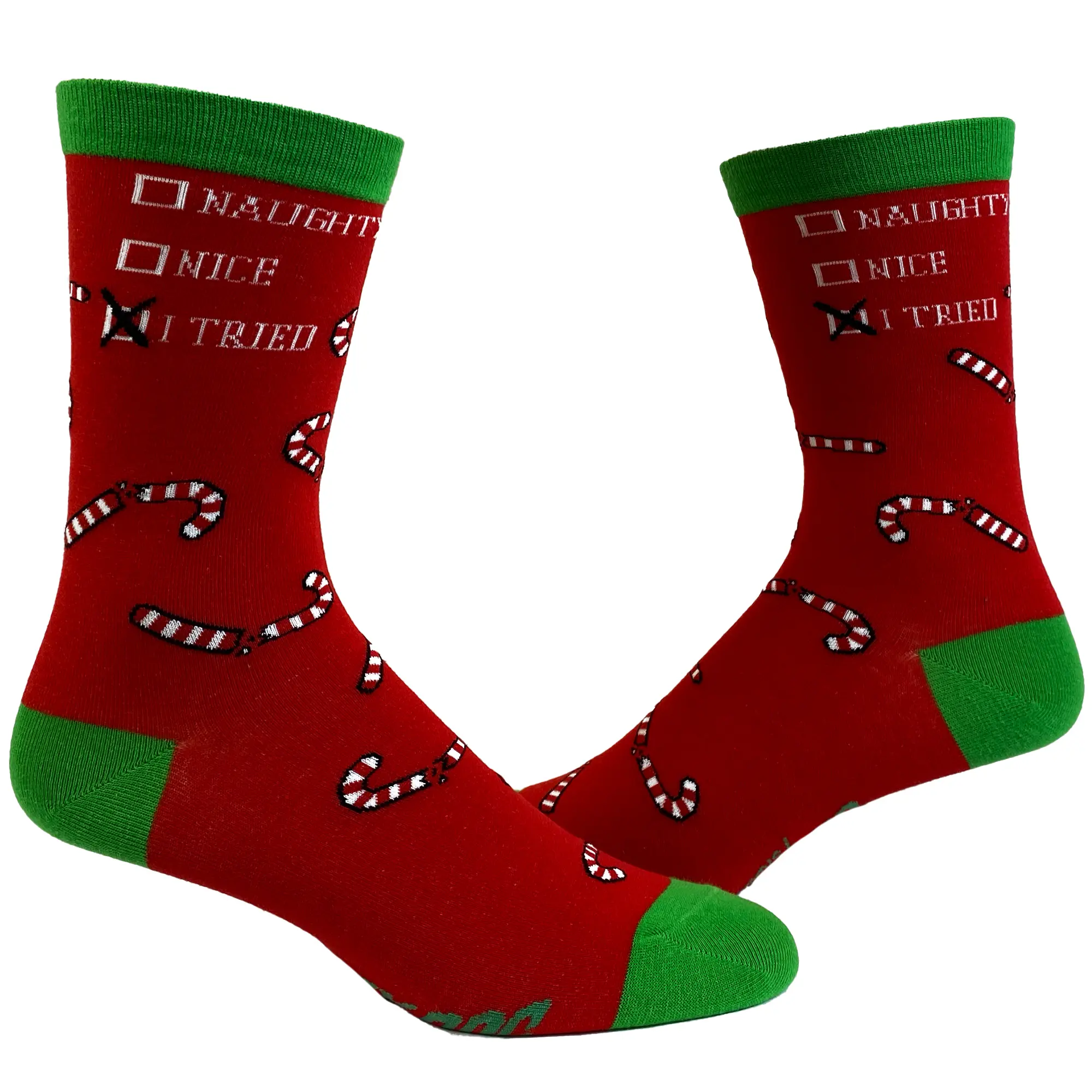 Mens Naughty Nice I Tried my Best Socks Funny Christmas Secret Santa Sock Funny Graphic Socks Comfortable Fitted Spandex Cotton