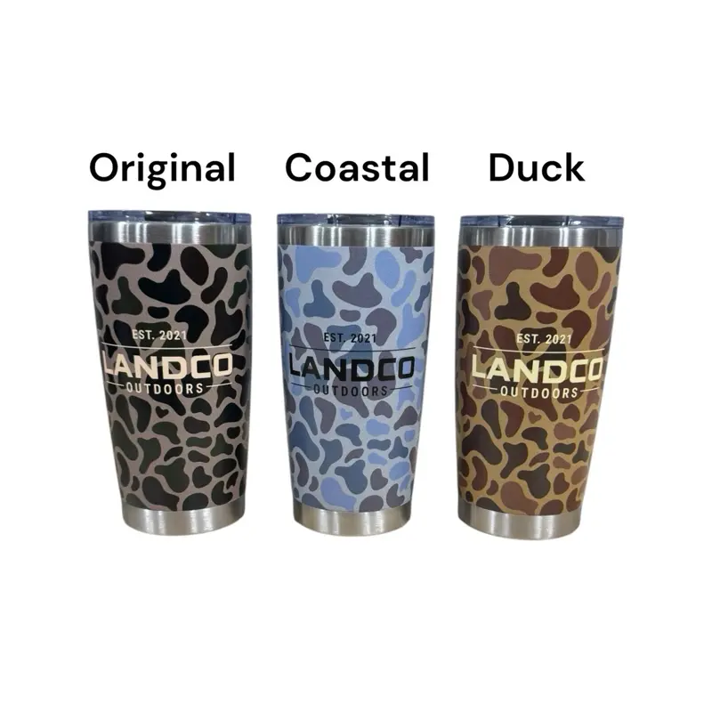 LANDCO 20oz Camo Tumbler, Insulated Drinkware Bottle with Secure Lid for Beverage Storage