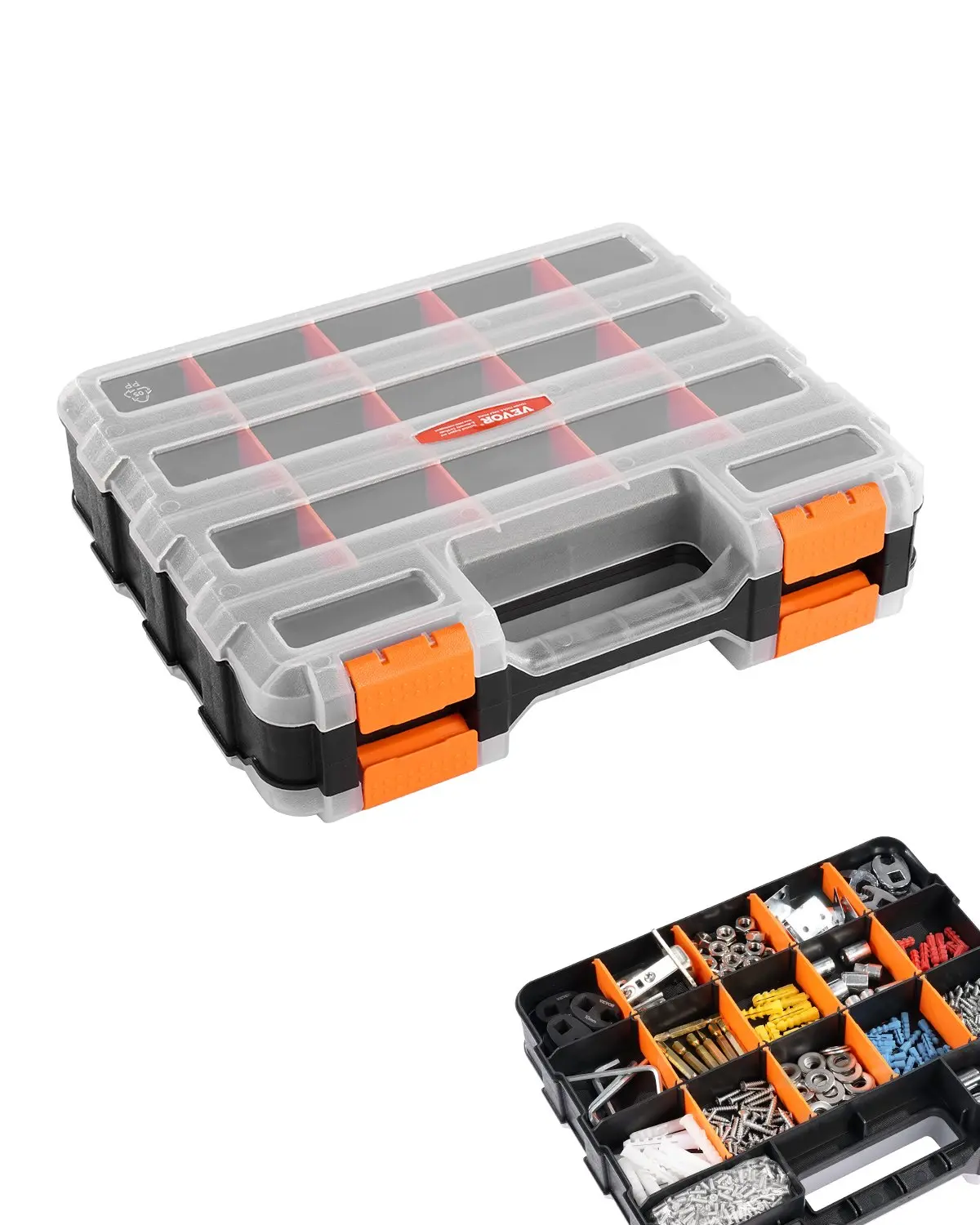 【summerfinds】VEVOR Two-sided！Small Parts Organizer 34-Compartment Double-Sided PP Hardware Organizer Box