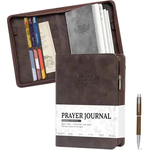 Daily  Prayer Journal for Men, Zippered Leather Scripture Study Notebook Religious Planner for Reflection & Gratitude, Ideal  for  Faith Believers, Undated 3 Months, Brown
