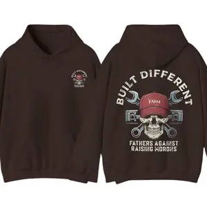 Built Different Fathers Against Raising Morons T-Shirt Hoodie Sweatshirt, Funny Skull Farm Graphic Top, Gift for Men & Dads