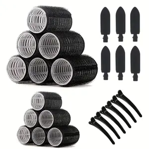 2 Size Hair Rollers for Women, 12 Pcs Rollers Hair Curlers for Long Medium Short Hair, Large Medium Small Self Grip Hair Rollers with Rollers 12pcs Clips, Flexible Hair Roller, Curling Hair Rollers