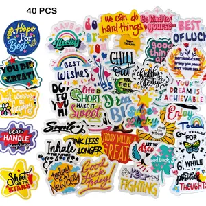 40 Pcs Random Positive Affirmations Iron on Patches,Hippie Iron on Embroidered Patches Girls Women Iron on Patches for Hats, Clothes, Jeans, Backpacks