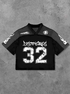 Men's Number 32 Print Round Neck Graphic Tee, Activewear T Shirt, Regular Fit Casual Short Sleeve T-shirt for Summer, Men's Top for Daily Wear, Athletic Style Activewear, Fitness Clothes Tops