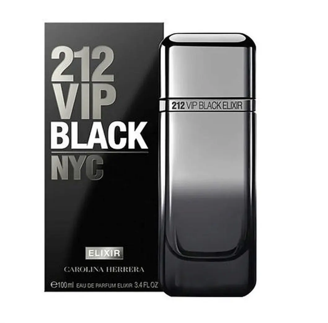 Carolina Herrera 212 VIP Black Elixir Eau de Parfum for Men, an Ambery Gourmand Scent with Black Licorice, Bitter Juniper, and Oakwood, Edp, Grapefruit, High-Intensity