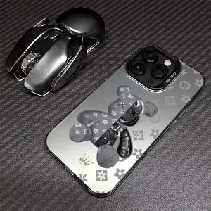 Plating Phone Case For iPhone 17 16 15 14 13 12 11 Pro Max Plus Shockproof Silicone Fashion Cute Robert Bear Back Cover