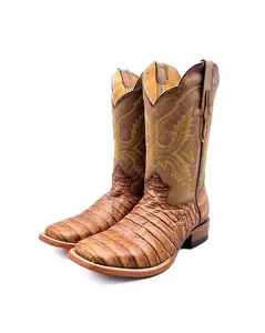 Cowboy Boot in Light Brown Caiman Leather