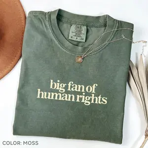 Big Fan of Human Rights Minimalist Unisex Tee, No Human is Illegal, Make America Kind Again, Practice Empathy Comfort Colors