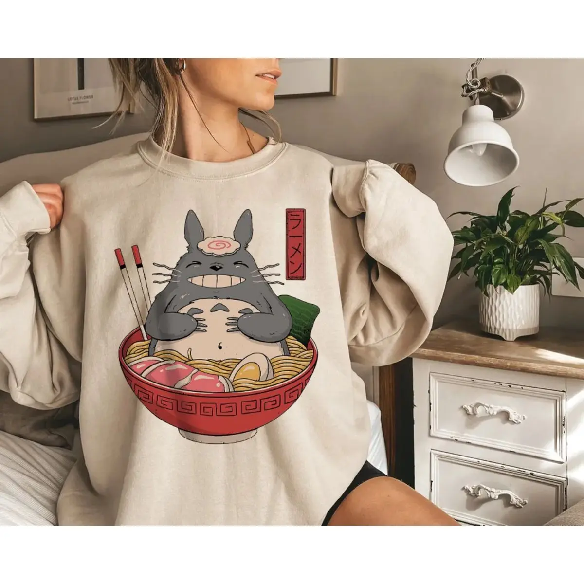 Totoro Ramen Sweatshirt, My Neighbor Totoro Shirt, Studio Ghiblii Shirt, Gift For Anime Lovers, Unisex Sweater Pullover Tee
