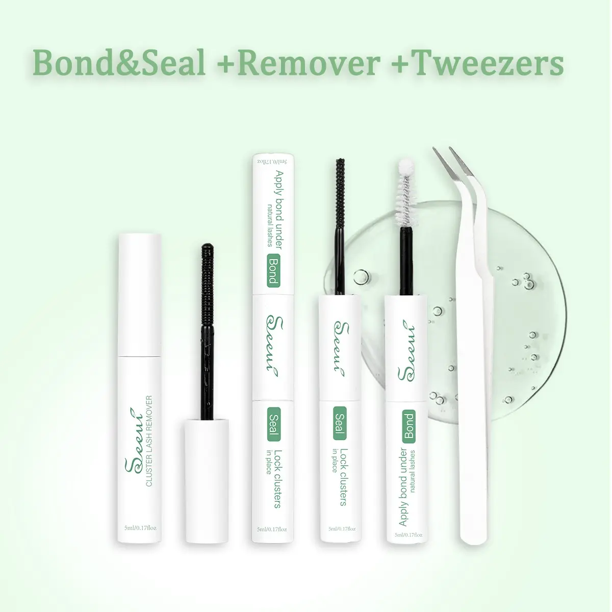 Eyelash Extension Tool Kit with Bond&Seal, Remover, Eyelash Tweezers, Professional Makeup Products with Strong Hold, Waterproof 48-Hour Hold for DIY Eyelash Applications at Home, Cosmetic, Diy Eyelash Extensions, Eyelash Tools