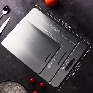 Premium Stainless steel Cutting Board - Chopping Board Dishwasher Safe Easy-Clean Surface Compatible with Knife for Meat Vegetables Fruits - Ideal for Home & Professional Kitchens Meal Prep Tool Stylish Kitchen Accessory Premium Food Preparation