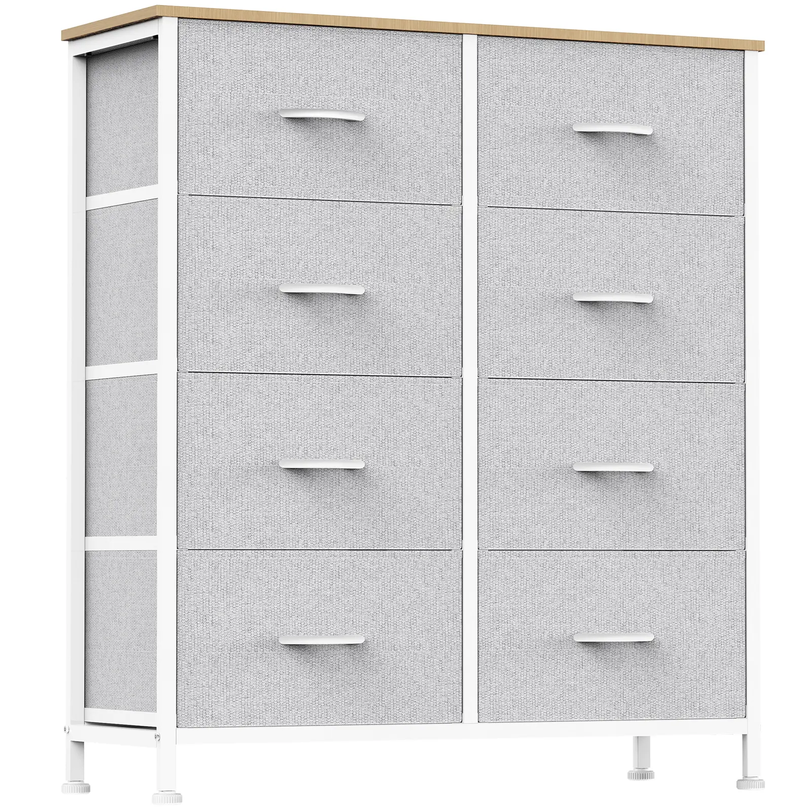 8-Drawer Fabric Storage Dresser Tower – Tall Double Dresser with Bins, Sturdy Steel Frame & Wood Top – Ideal for Bedroom, Closet, Living Room, Dorm