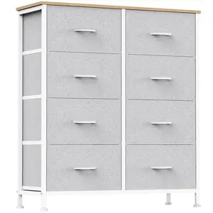 8-Drawer Fabric Tower Dresser with Storage Bins, Sturdy Steel Frame & Wood Top - Multi-Use Organizer for Bedroom, Closet, Dorm, Living Room - Easy Assembly