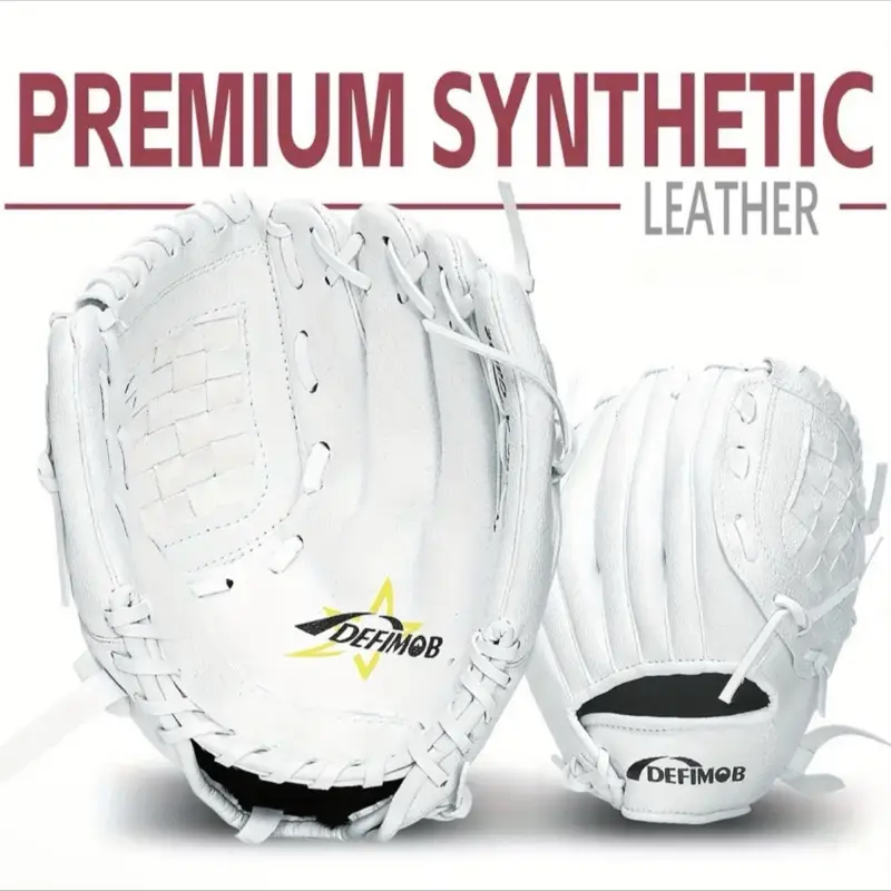 Leather Baseball Glove - White, Designed for Comfort and Protection, Ideal for Field Use