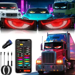 2PCS 5"x23" Devil Eyes Light Sign for Cars, Led Eyes Animated for Car Truck Windshield, DIY Dynamic Programmable Led Windshield Eyes with App Control for Windows of Cars SUVs Small Medium Trucks