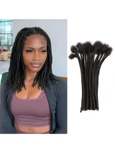 Loc Extensions Human Hair 0.6 cm 6 Inch 10 Strands Dreadlock Extensions Human Hair Loc Extensions Dreads Extensions for Men Women Kids Real Human Hair Locs 1B Natural Black Handmade Permanent Locs