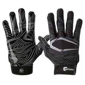 Cutters Topo Game Day Black Football Receiver Gloves - Black, Lightweight, Breathable, SFIA Spec