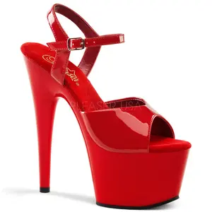 Women's Heeled Shoe - 7-in Stiletto Platform Footwear, ADORE-709 Red High Heels