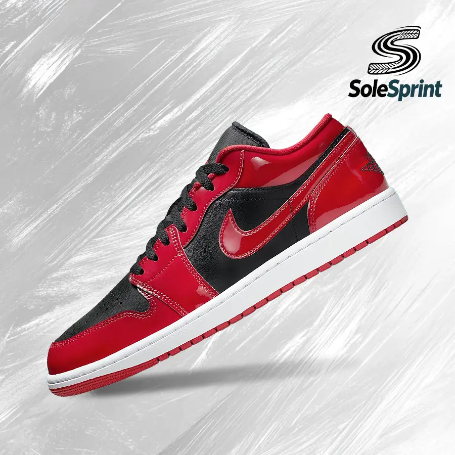 Nike Air Jordan 1 Low SE Men's Patent Leather Sneakers - Varsity Red, Vintage Design, Shock-Absorbing Comfort for Running & Streetwear, Casual, Style HV4089-006, Low Cut, Shock Absorb.