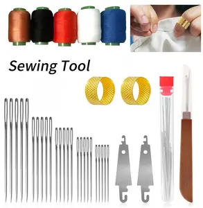 All-Purpose 36PCS sew diy project for 2026– big eye stainless steel needles, long thin handmade,Easy Threading for Sewing, Mending, Quilting & Embroidery tool with Threads & Accessories & craft set & portable diy craft making hand & precision stitch