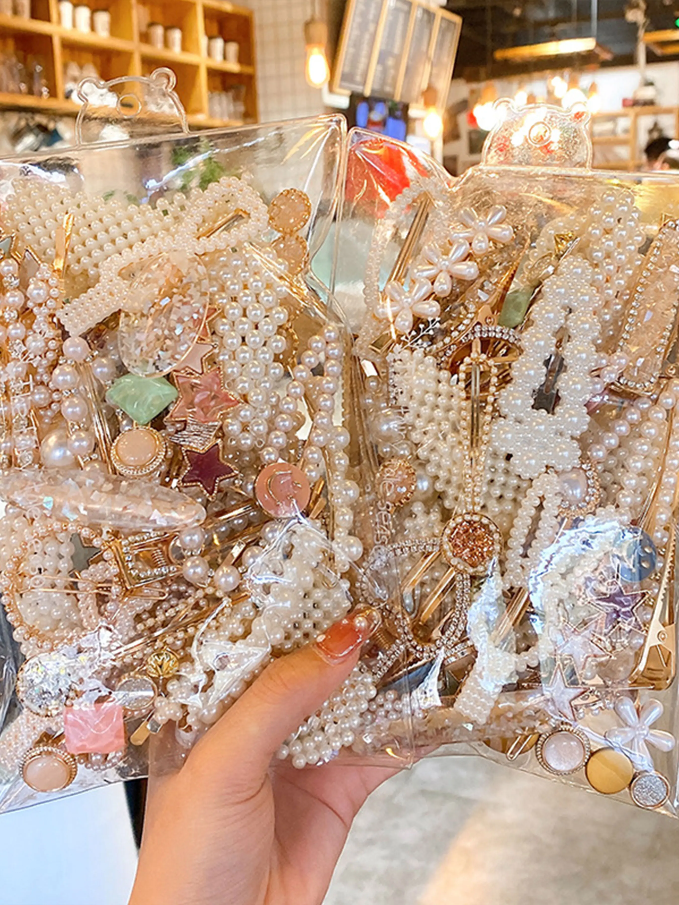 Trendy random 15 pieces - Set of elegant pearl hair clips, fashionable and elegant pearl bow hair clips, French-style hair accessory hair clips, Super Cute Clips, Decorative Hair Clips, suitable for daily use, Pearl Hair Accessories [Random mix and match]