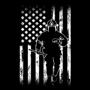 Firefighter Flag Choose White Or Color  Direct To Film Print, DTF Print, Ready To Press Transfer For T-Shirts