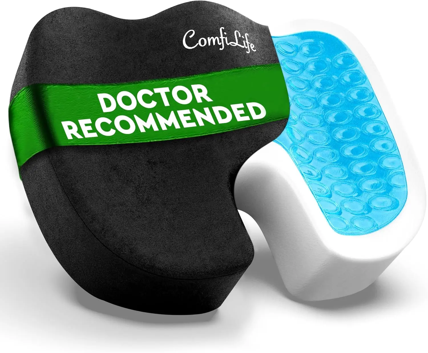 ComfiLife Gel-Enhanced Memory Foam Seat Cushion with Gel-Enhanced Technology, Ergonomic Body Support for Supportive Sitting, Non-Slip Base, Washable Cover, 17.5"x13.7", Doctor Recommended for Office & Home Chair Users