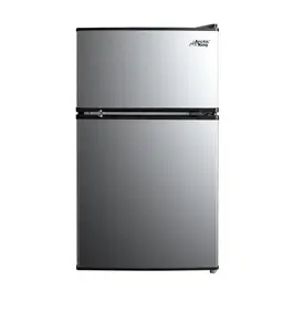 3.2 Cu ft Two Door Mini Fridge with Freezer, Black