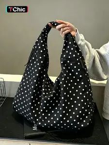 Polka Dot Hobo Bag, Plaid Hobo Bag - Large Aesthetic Shoulder & Handheld Tote for Daily Use