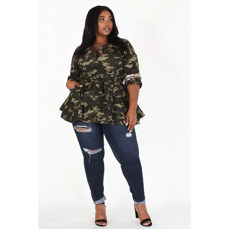 Camouflage Peplum Jacket