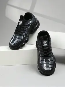 Men's Fashionable Lace Up Low Top Sneakers, Casual Comfortable Sports Running Shoes, Male All-match Round Toe Shoes for Daily Wear, Casual Running Footwear