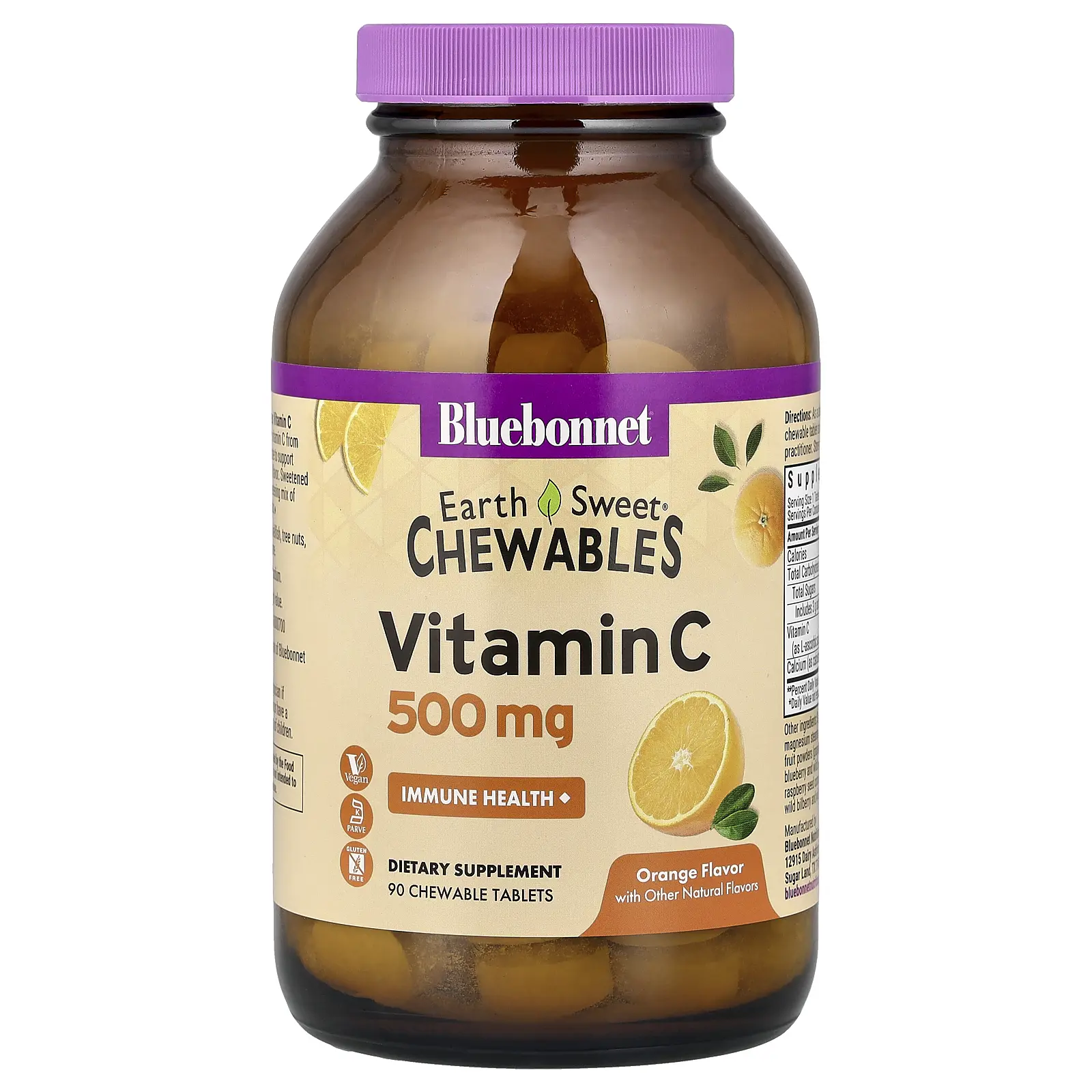 Bluebonnet Nutrition Earth Sweet® Chewables, Vitamin C, Orange, 90 Chewable Tablets