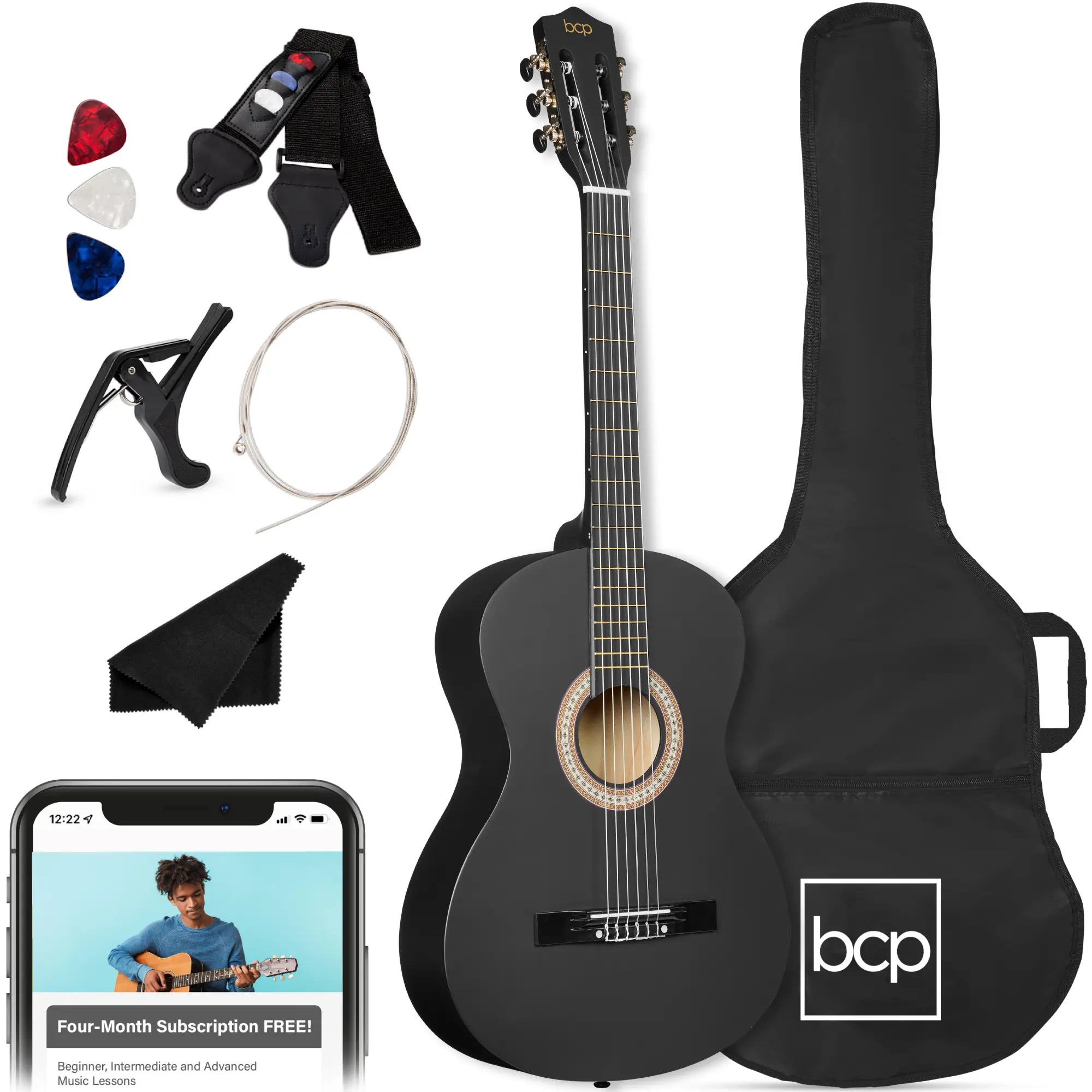 Best Choice Products 38in Beginner Acoustic Guitar Starter Kit w/ Gig Bag, Strap, Extra Strings Best Choice Products 38in Beginner Acoustic Guitar Starter Kit w/ Gig Bag, Strap, Extra Strings