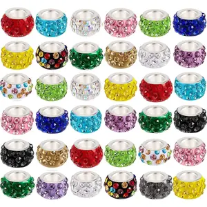 Rhinestone Decorated Beads, 100pcs/set Large Hole Crystal Hanging Beads, DIY Spacer Beads for Bracelets, Earrings, Necklaces, Crafts Production Supplies, Diy Beading Accessories, Jewelry Making Kit, Bead Assortment