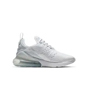 Nike Air Max 270 White Metallic Silver 943345-103 Youth Fashion Shoes New