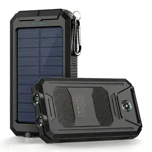 1PC 10000mAh Outdoor Solar Power Bank, Portable Camping Essential with LED Flashlight & Compass, IP66 Waterproof Shockproof, USB-C Fast Charging for Phone Tablet, Emergency,#SolarPowerBank #PortableCharger #OutdoorCharger #CampingGear #FlashlightPowerBank