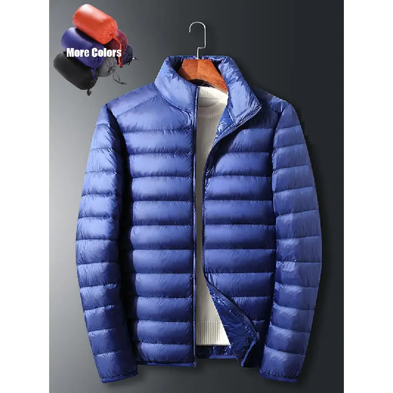 Men's Striped Waterproof Windproof Lightweight Warm Down Coat - Menswear Outdoor Sports Top with Versatile, Durable, Wrinkle-Resistant Design for Daily Commuting, Hiking