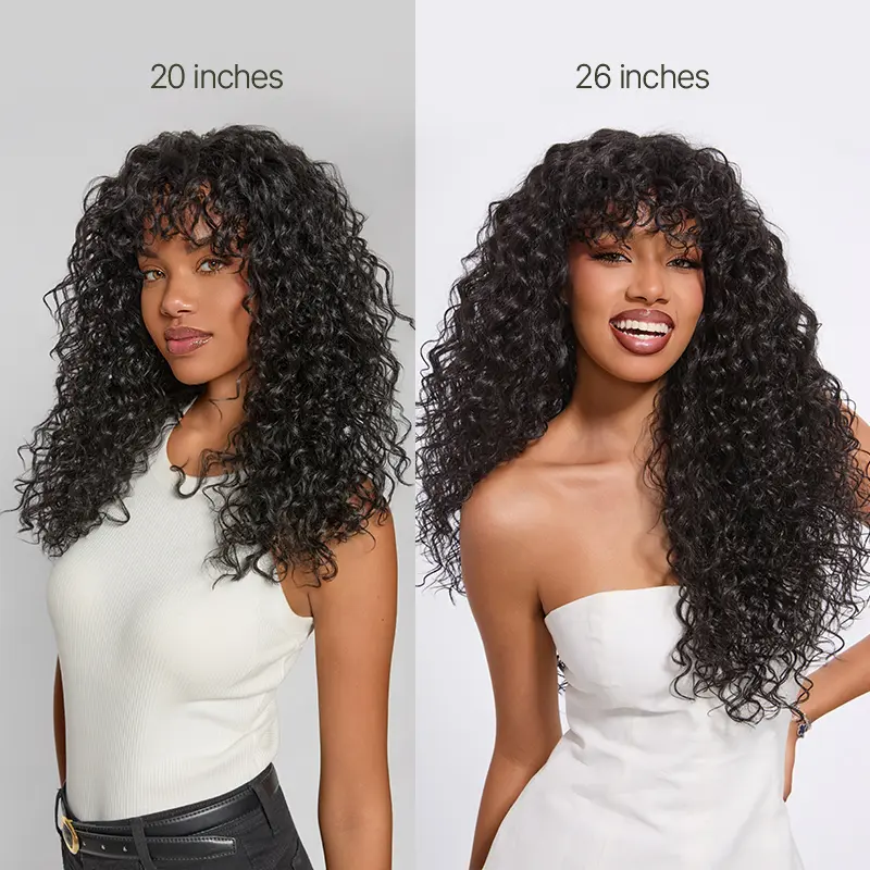 Frodio Veralux™ Blend Human Hair Boho Curly Wig with Bangs Effortless Shaggy Waves | Ready To Wear Frodio Veralux™ Blend Human Hair Boho Curly Wig with Bangs Effortless Shaggy Waves | Ready To Wear
