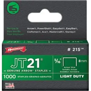 Arrow Fastener 091-215 0.31 in. Staples For Staple Gun Tacker, Length 5/16", Light Duty, Narrow Crown