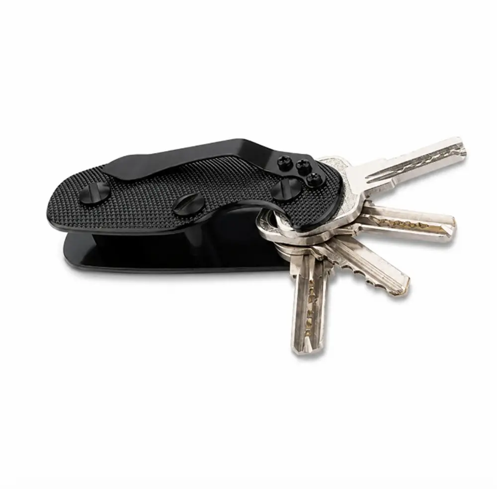 TIKA Compact Aluminum Key Holder Clip, Keychain Organizer and Folding Keyring Holder for Everyday Carry, Black