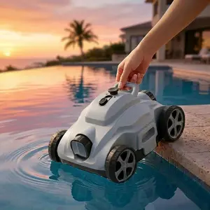 Pool Vacuum Robotic Pool Cleaners,Cordless Robotic Pool Cleaner, 120 Min Runtime Pool Vacuum, Self-Parking, Lightweight, Ideal for Above Ground Pools up to 1070 sq.ft Walkie Smartphones{Light Gray}