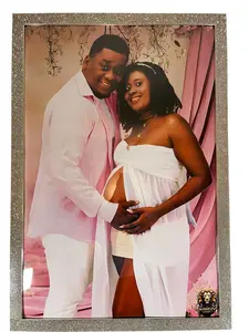 Custom Printed Portrait. With silver mirror and rhinestones with LED light on the back. 24'' X 36'' Decor Ornaments Artistic Wall Photo Room Decoration Wall Wall