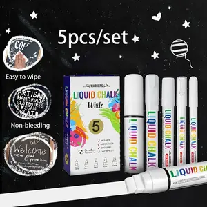 5-Pack Marker Pens, Erasable Liquid Chalk Markers, Water-Soluble Dust-Free, Eco-Friendly, No Odor, Blackboard Pen for Daily Use