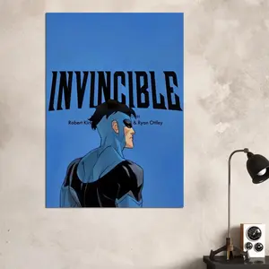 Invincible Superhero Unframe Poster, Invincible "Title Card" Black and Blue suit Matte Paper Poster, Mark Grayson Art Print, Emotional Comic Print, Comic Book Fan Gift, Game Room Decor, Anime Gift,  Vertical Poster