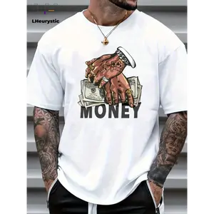 Men's Cotton Tropical Short-Sleeve Loose-Fit True-Size Graphic Print Round Neck Shirt, Breathable Versatile Casual Streetwear Top with Comfortable Fabric