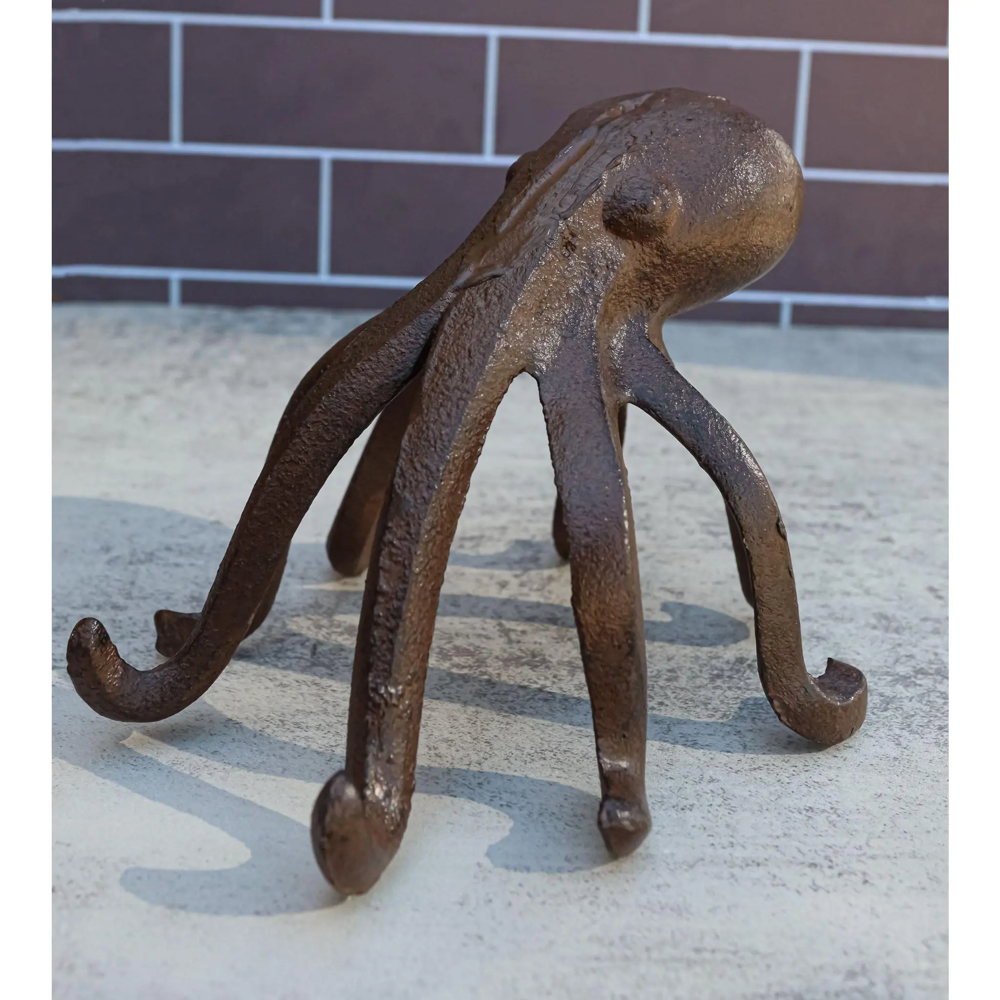 Cast Iron Nautical Giant Sea Octopus Standing Decorative Paperweight, Statue Figurines Sculpture for Home Decor