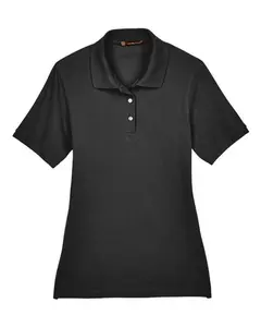 Women's Fitted Collared Pique 65/35 Poly-Cotton Polo Shirt - Wrinkle-Resistant, Flat-Knit Collar, Set-In Sleeves, Side Vents, 3-Button Placket, Easy Blend - Gym Workout Tops for Business Casual & Sports Fitness