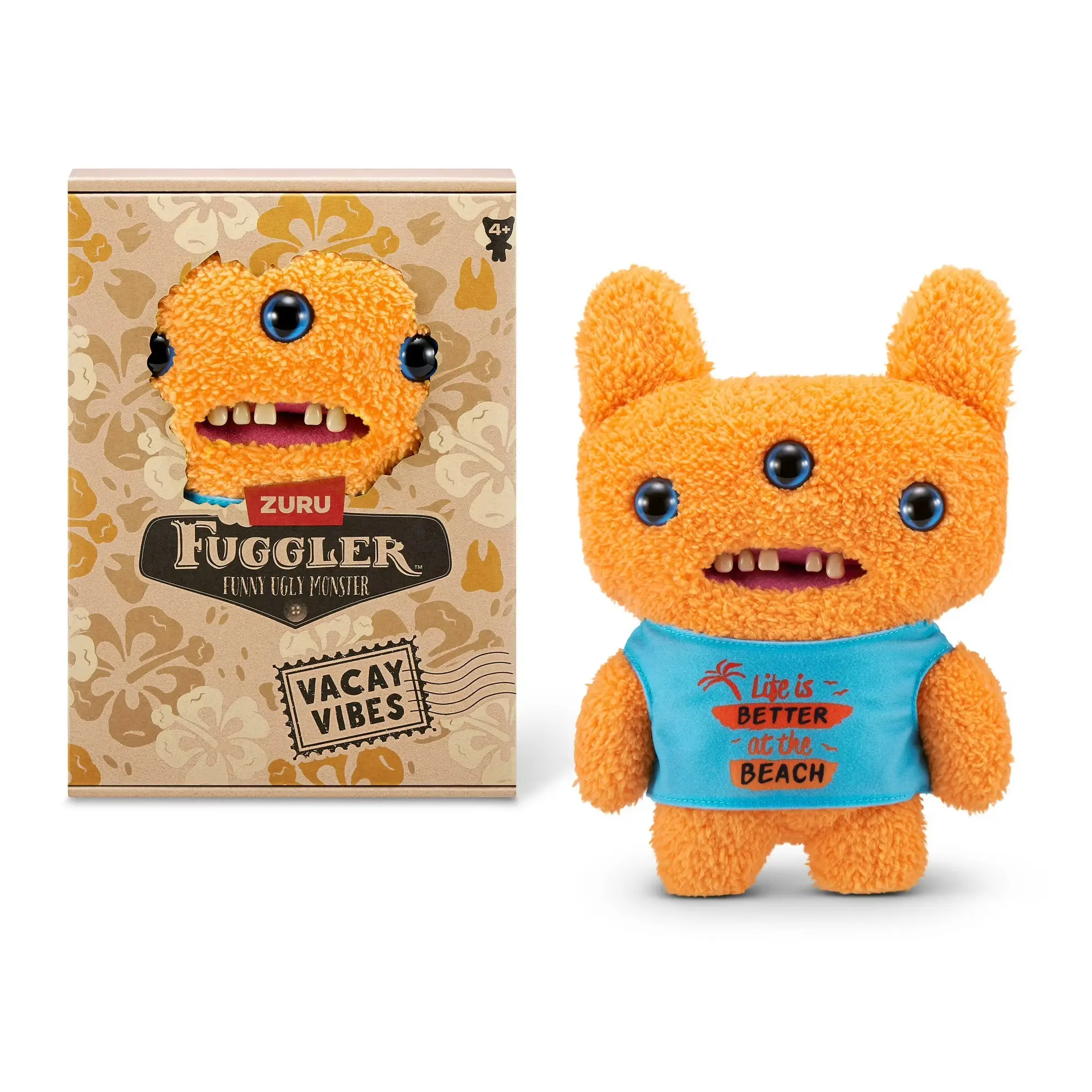 Zuru Fuggler Vacay Vibes Reek-O Orange Funny Ugly Monster Plush Toy 9 Inch