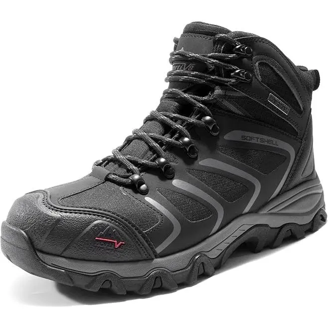 NORTIV 8 Men's Waterproof Steel Toe Safety Work Shoes, Closed Mesh Footwear for Workers, Construction-Ready Boots