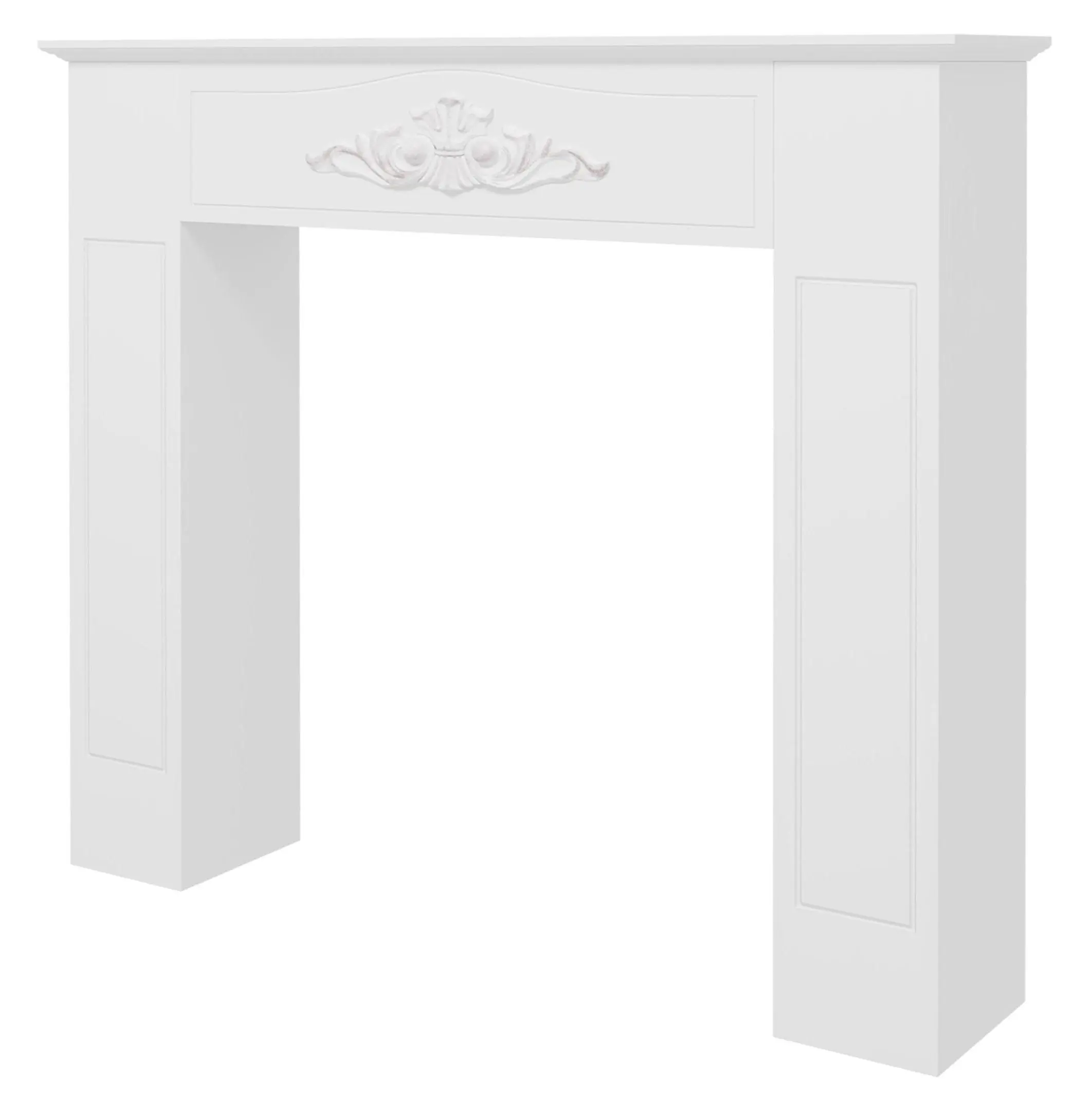 Distressed White 44.75" Fir Wood Freestanding Fireplace Mantel Surround, Electric Stove Surround, Indoor Furniture Home Decor